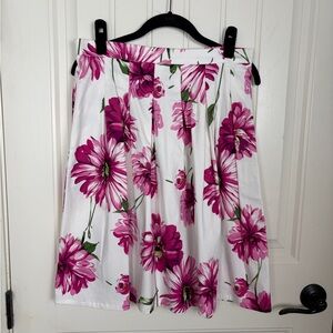 ROZ & ALI Pink Floral Pleated A-Line Skirt | Size 8